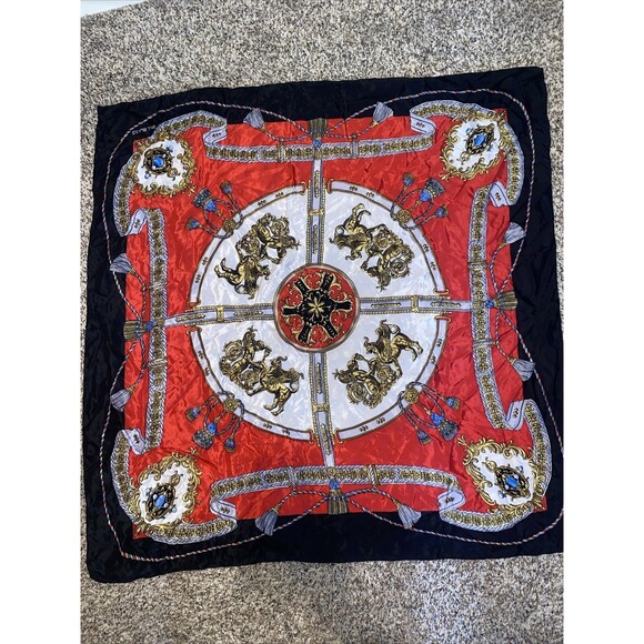 Vintage Bill Blass Royalty Lion Silk Scarf elegant Regency Fancy 33x34 square - Picture 1 of 9